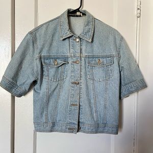 Vintage Adrienne Vittadini Short Sleeve Blue Denim Jean Jacket